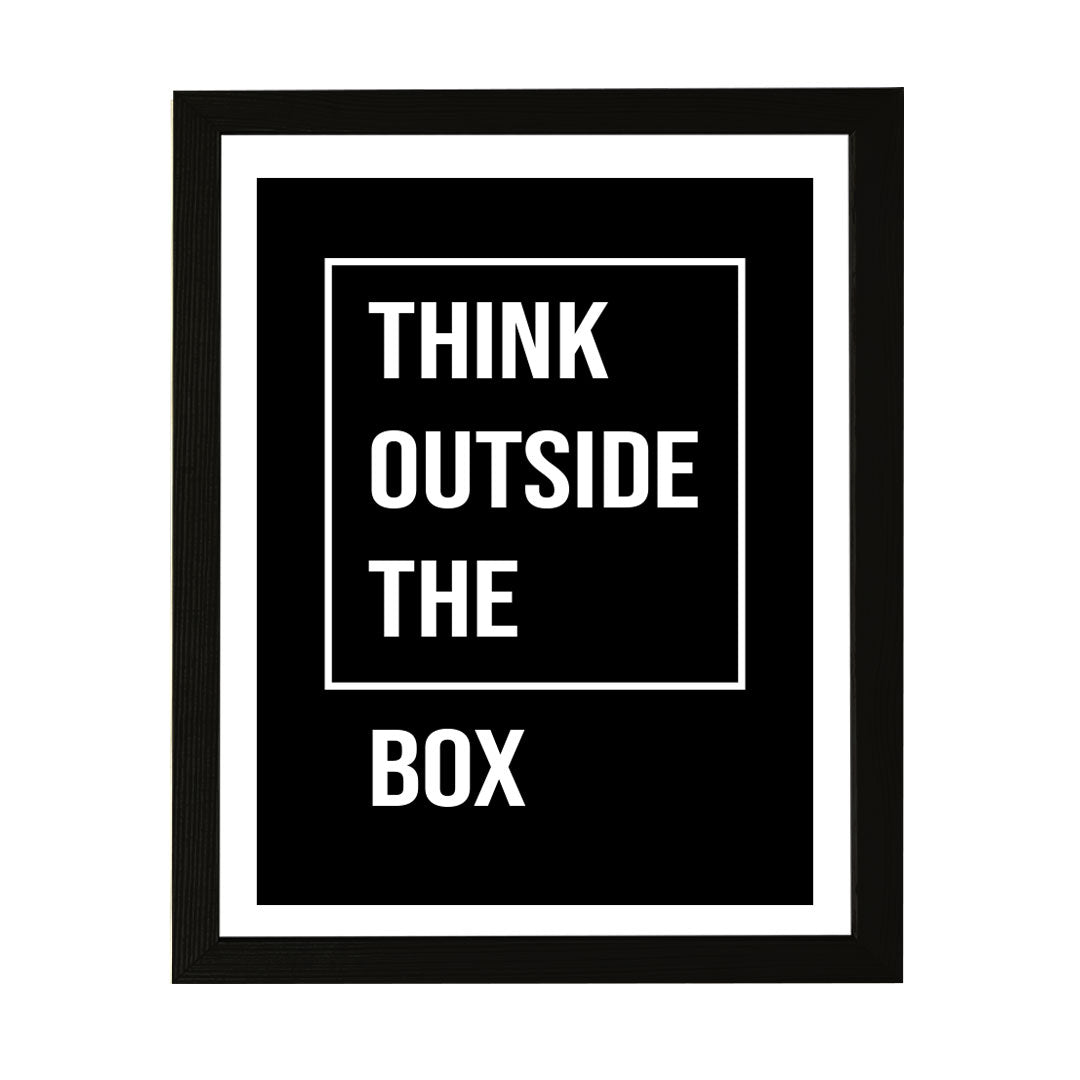 Designs ByLITA Think Outside The Box, Framed Wall Art Print | Positive Motivational Decor