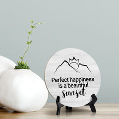 Signs ByLITA Round Perfect Happiness Is a Beautiful Sunset Table Sign (5x5")