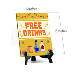 Signs ByLITA Free Drinks 2, Table Sign with Acrylic Stand (6x8“)