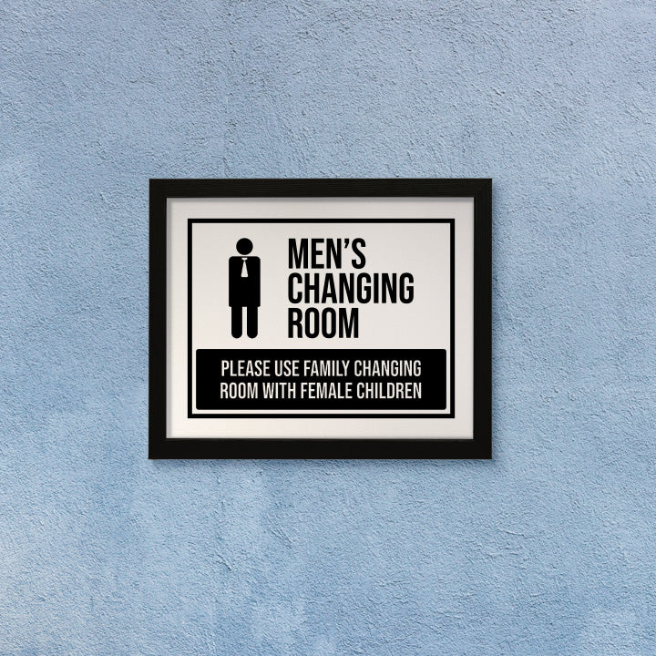 Designs ByLITA Men's Changing Room Please Use Family Changing Room With Female Children, Wall Print Art | Retail Store Decoration (Unframed or Framed)