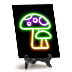 Mushroom Neon Graphic Style Table Sign with Acrylic Stand (6x8“) | Live Streamer Gaming Themed Decoration