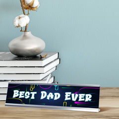 Signs ByLITA Best Dad Ever Silver Frame, Novelty Desk Sign (2x8?)