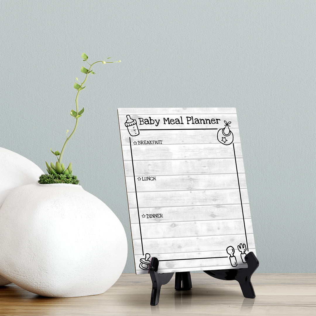Baby Meal Planner Breakfast, Lunch, Dinner (bullet list) Wipe Dry Table Sign (6x8") Office And Home Reminders | Personal Schedule | No Pen Included