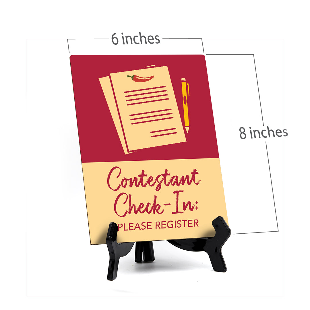 Signs ByLITA Contestant Check-In: Please Register Here Table Sign with Acrylic Stand (6x8“)