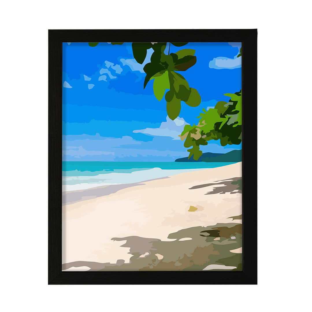 Tranquil Tropical Peace, Framed Print Sign Easy Installation | Holidays By The Sea | Stylish Modern Decoration For The Home and Office