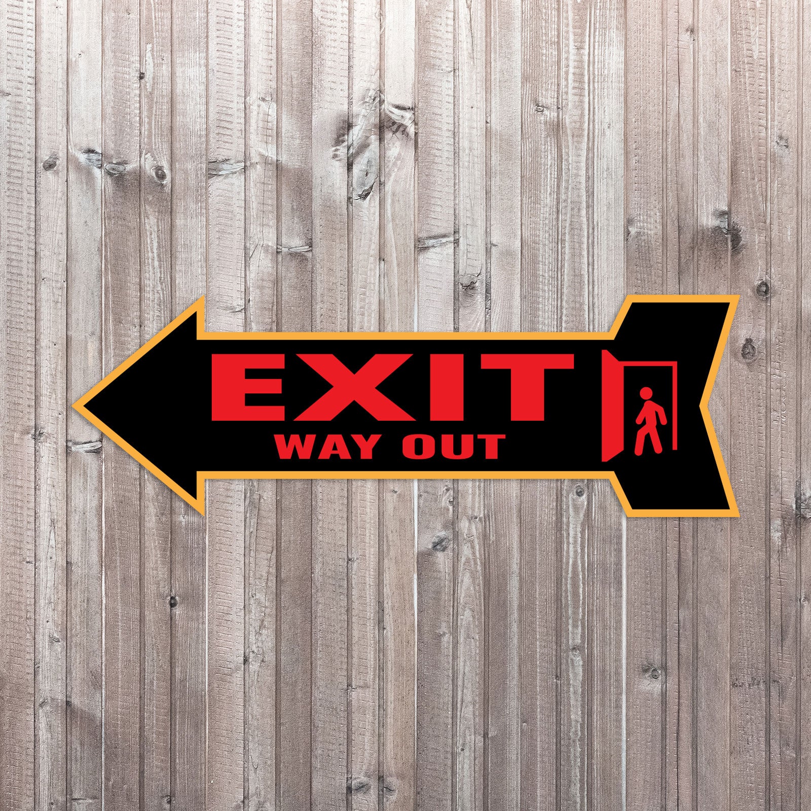 Arrow Shape Exit Way Out 12x4" Wall or Door Sign | Public Signage