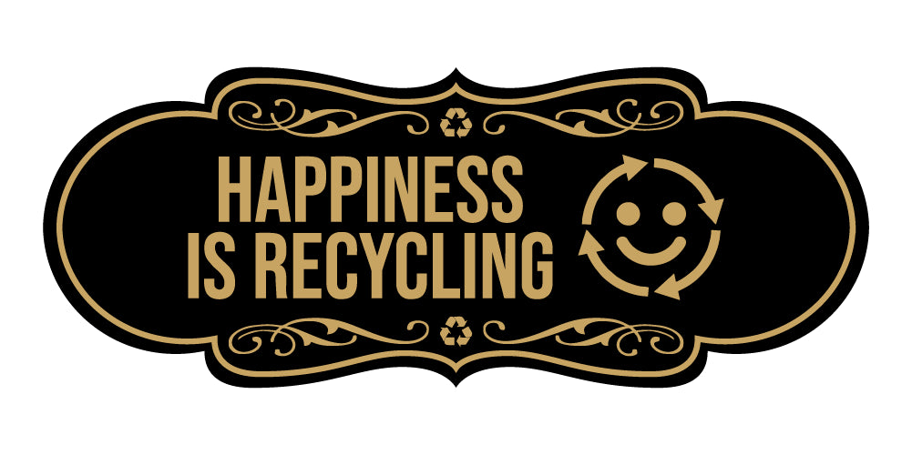 Signs ByLITA Designer Happiness Is Recycling Wall or Door Sign