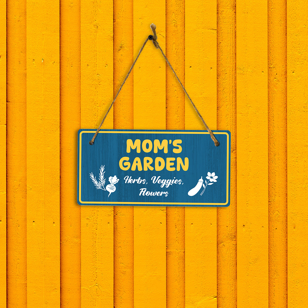 Mom's Garden Herbs, Veggies, Flowers 5x10 Hanging Plus Wall or Door Sign | Home Decor