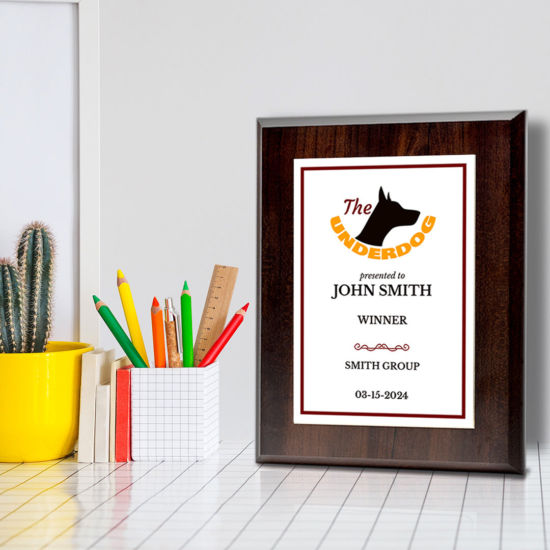 The Underdog Customizable Award Plaque | Easel Mount Option | Achievement and Recognition Personalizable Plaques