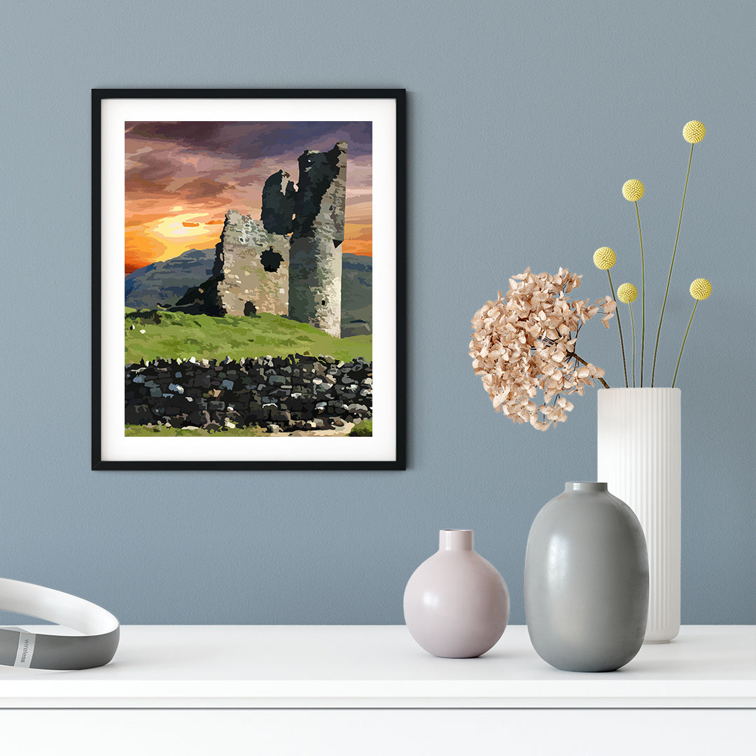 Designs ByLITA Crumbling Castle Sunset, Wall Print Art | Old Masterpieces | Stylish Modern Decoration For The Home and Office