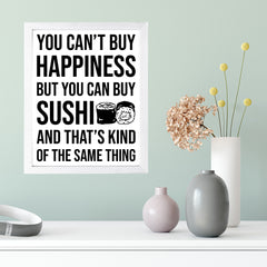 Designs ByLITA You Can't Buy Happiness But You Can Buy Sushi, Framed Print Inspirational Wall Art | Decoration For Sushi Lovers