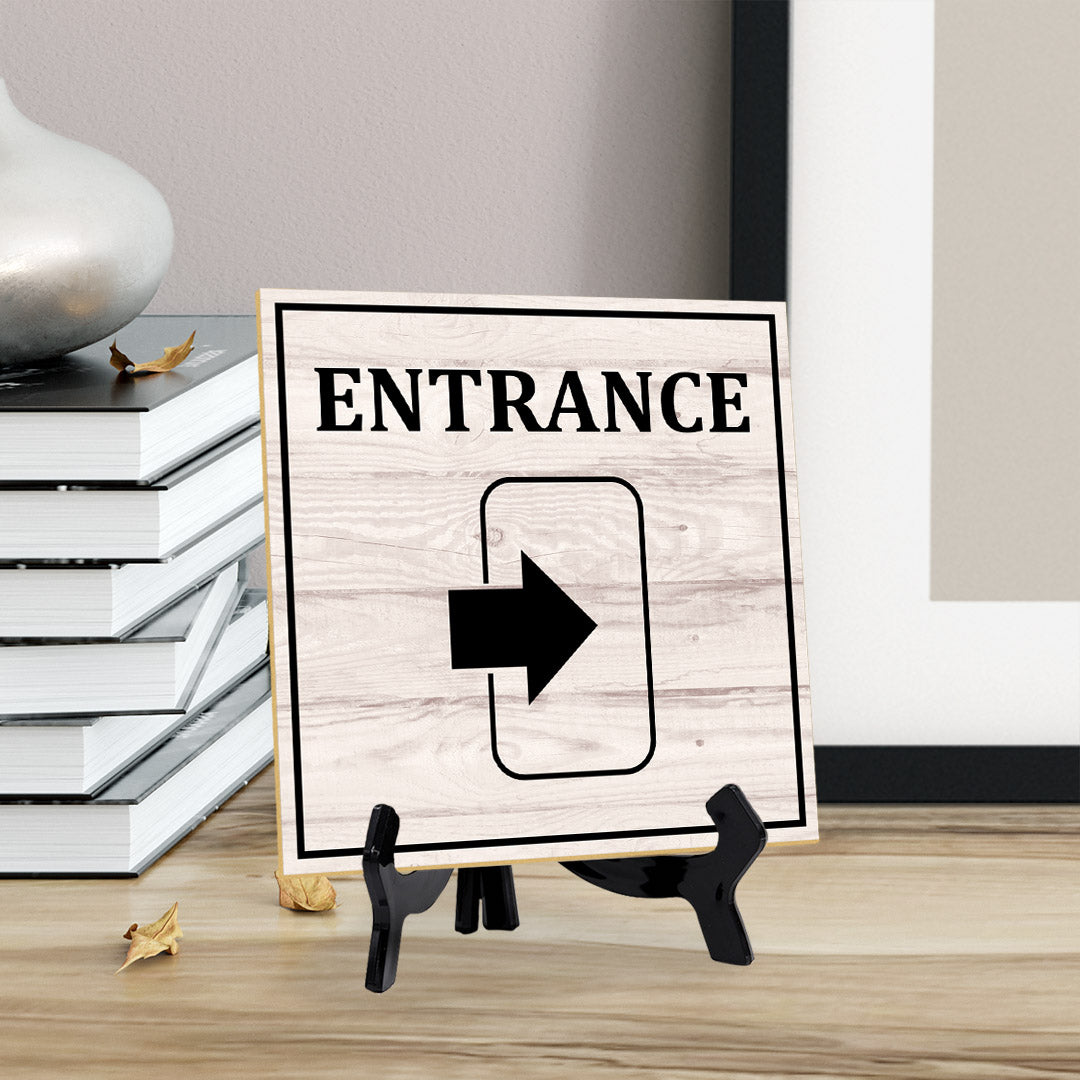 Entrance 5"x 5" Square Table Sign With Acrylic Easel | Home & Office Decor