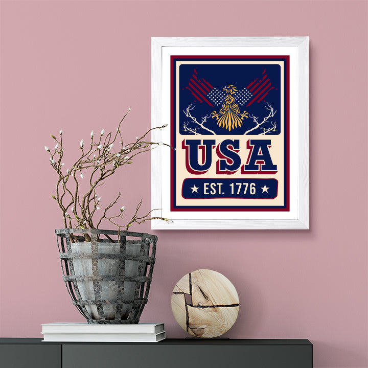Designs ByLITA USA est. 1776, Wall Print Art | USA Patriotic Decoration (Unframed or Framed)