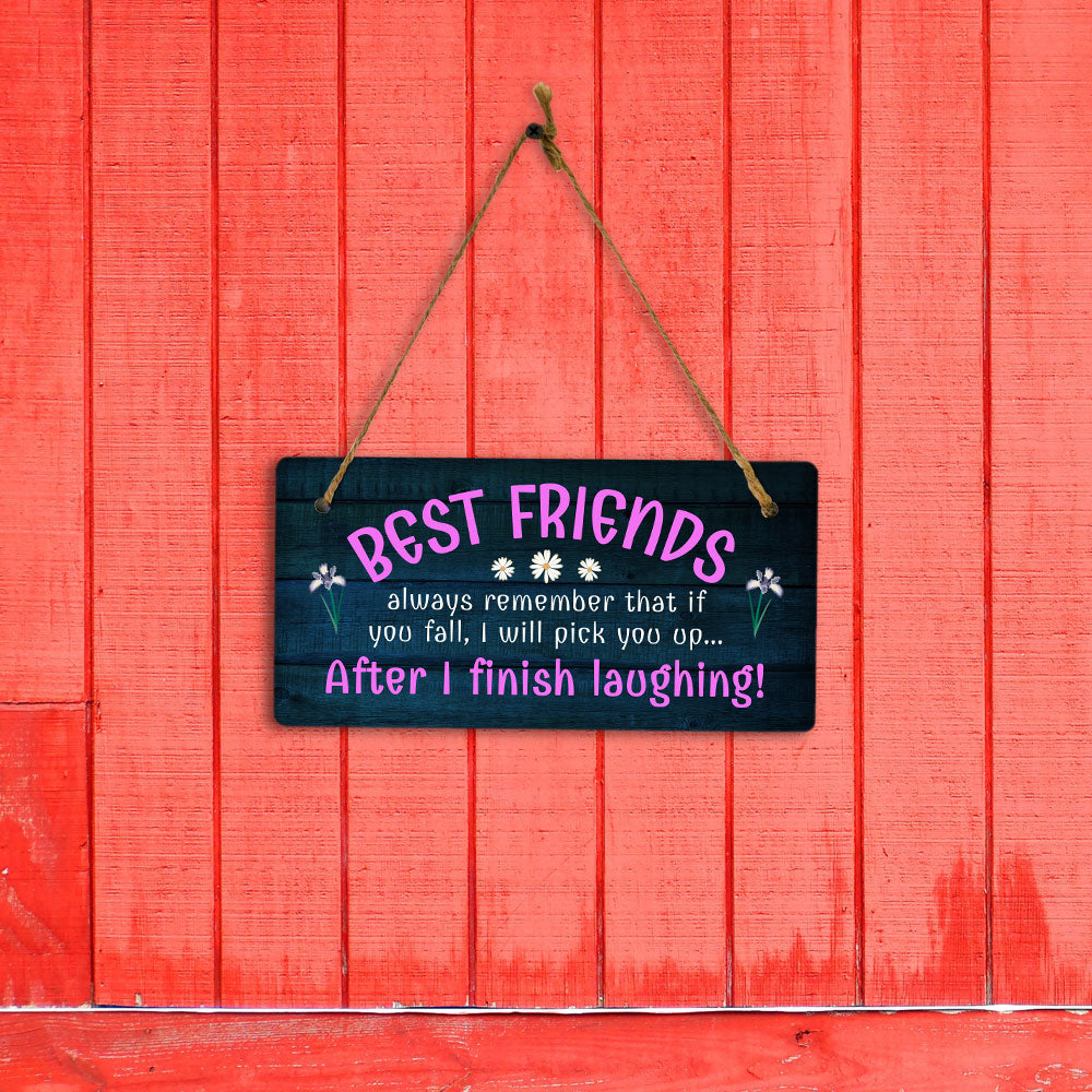 Best Friends Always Remember That If You Fall, I Will Pick You Up... After I Finish Laughing! 5x10 Hanging Plus Wall or Door Sign