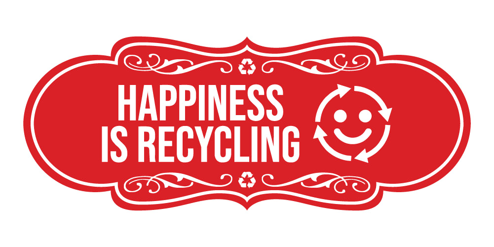 Signs ByLITA Designer Happiness Is Recycling Wall or Door Sign