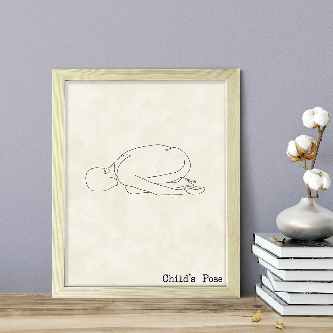 Child's Pose, FRAMED Print Yoga Wall Art