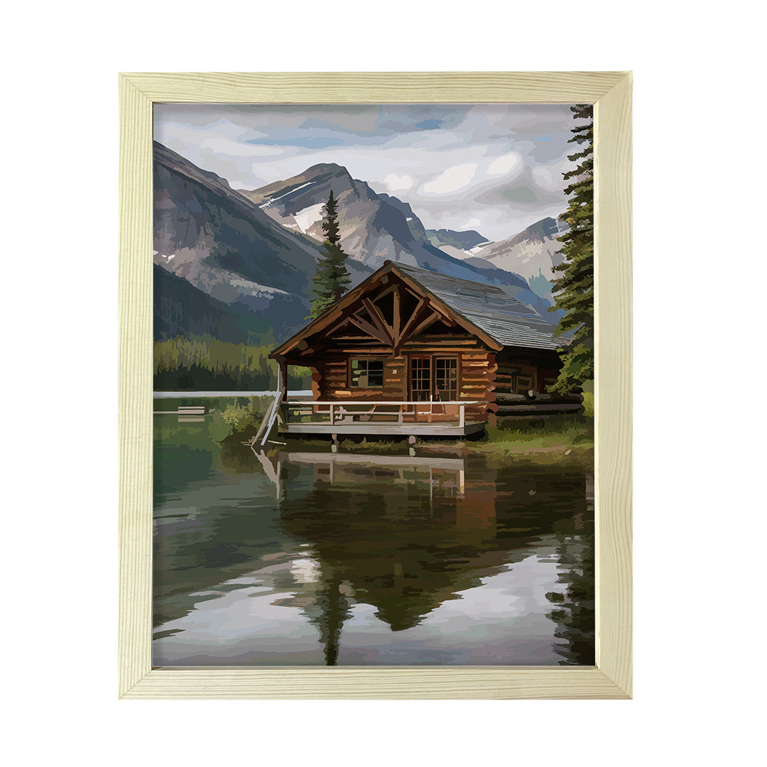 Rustic Lakeside Cabin Retreat, Framed Print Sign Easy Installation | House On The Dam | Stylish Modern Decoration For The Home and Officer
