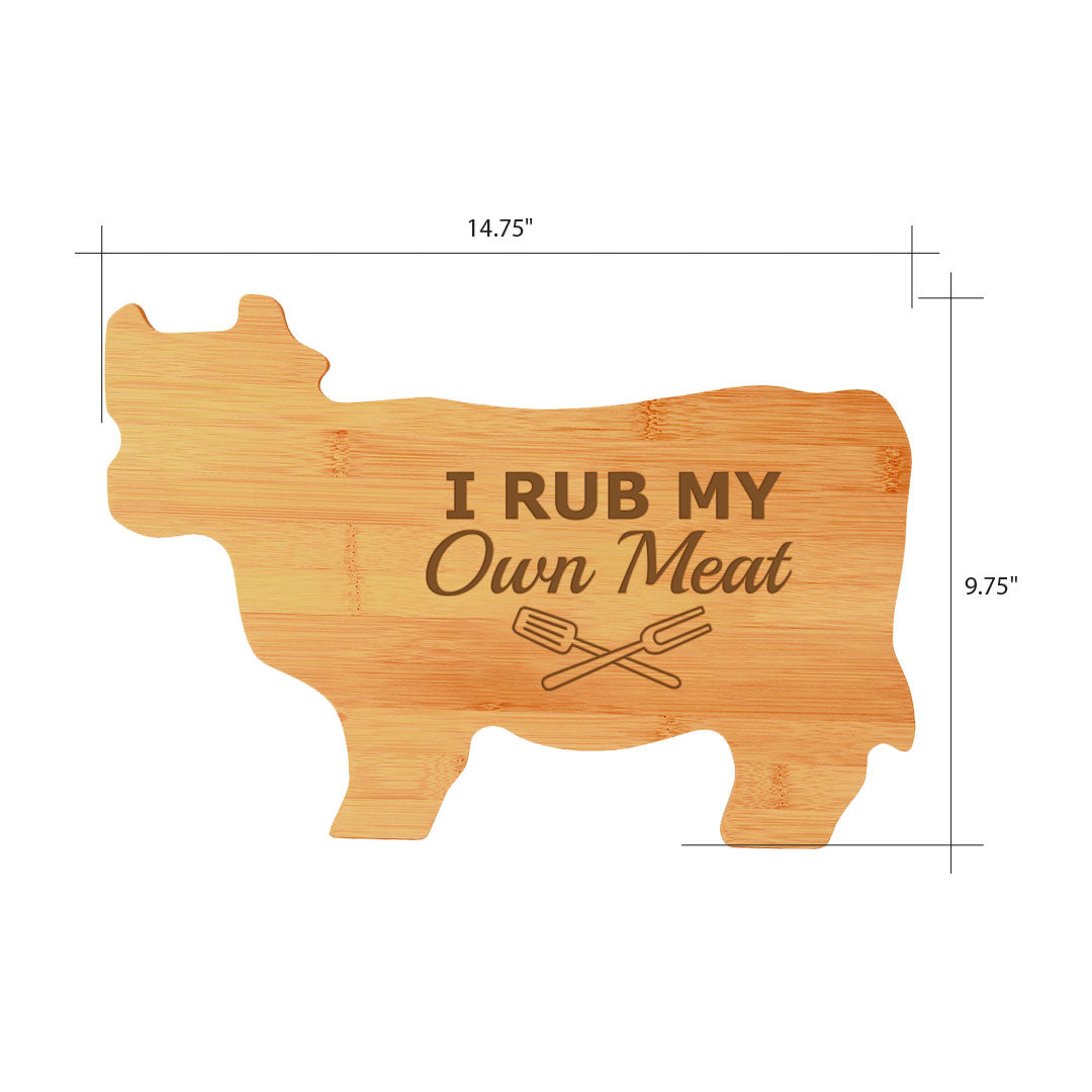 Designs ByLITA I Rub My Own Meat 14.75 x 9.75" Cow Shape Cutting Board | Funny Kitchen Chopping Board