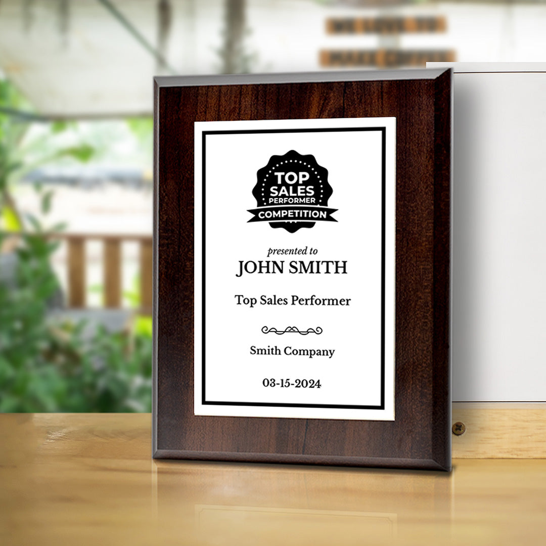 Top Sales Performer Competition Customizable Award Plaque | Easel Mount Option | Achievement and Recognition Personalizable Plaques