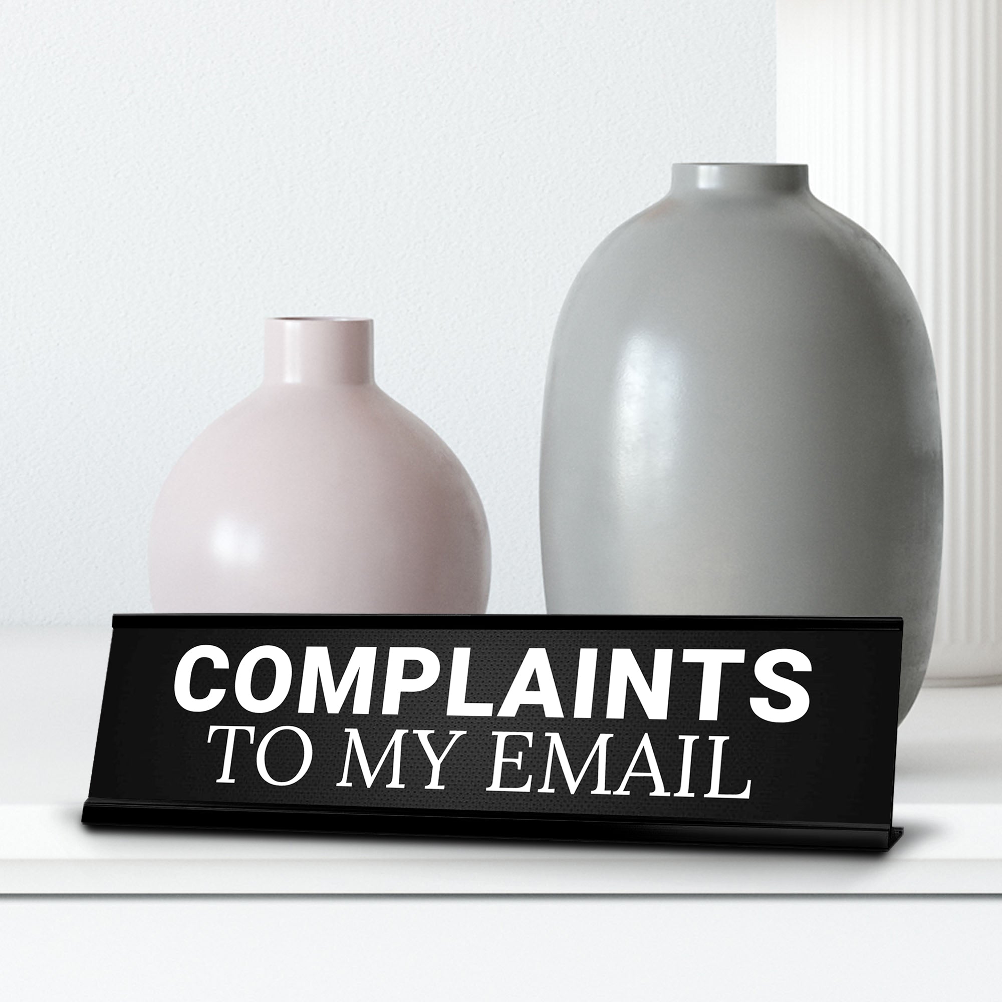 Signs ByLITA Complaints to My Email Office Decoration Gift Black Frame Desk Sign (2x8")