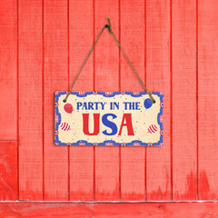 Party In The USA 5x10 Hanging Plus Wall or Door Sign | USA Home Decor