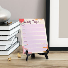 Yearly Targets Dry Wipe Liquid Chalk Table Sign (6x8") Office And Home Reminders | Personal Schedule | No Pen Included