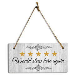 Would Sleep Here Again 5x10 Hanging Plus Wall or Door Sign | Bedroom Hotel Décor