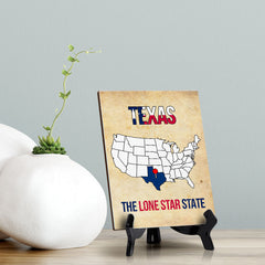 Texas: The Lone Star State Table Sign with Acrylic Stand (6x8“) | State Pride Collection | Perfect Gift for Coworkers or Family