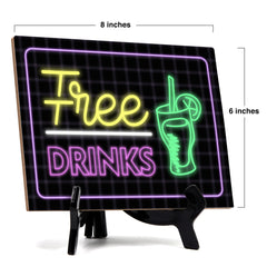 Signs ByLITA Free Drinks Wedding Decoration Table Sign with Acrylic Stand (6x8“)