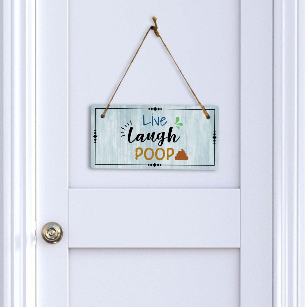 Live Laugh Poop 5x10 Hanging Plus Wall or Door Sign | Funny Home Decor