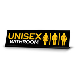 Signs ByLITA Unisex Bathroom Black Frame, Desk Sign (2x8")