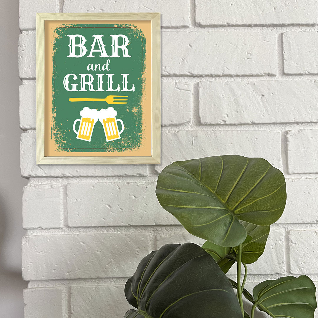 Designs ByLITA Bar And Grill, Framed Wall Art Print | Funny Home Decor