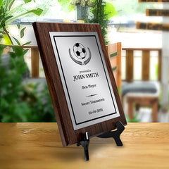 Soccer Customizable Wooden Award Plaque | Easel Mount Option | Achievement and Recognition Personalizable Plaques