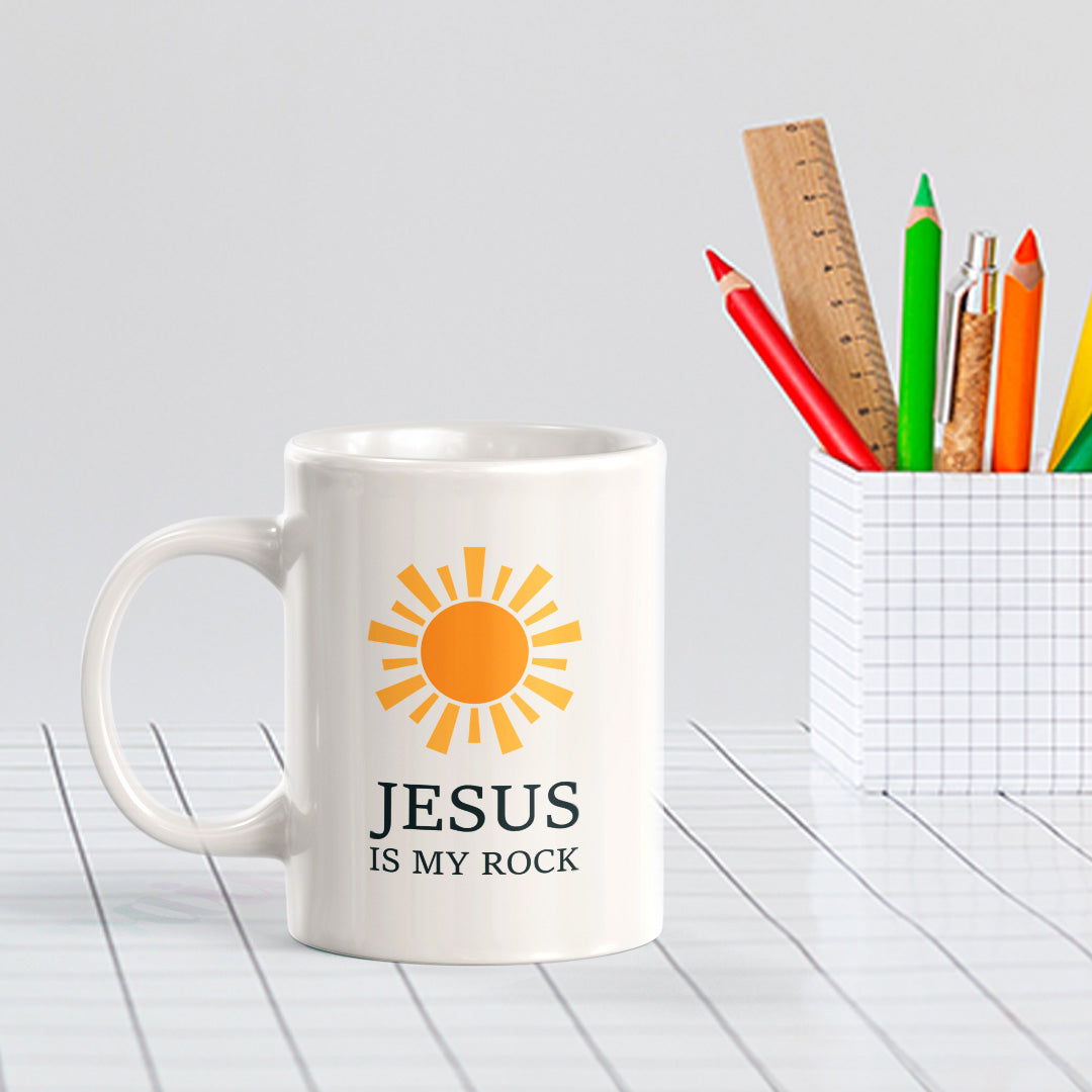 Jesus Is My Rock 11oz Plastic/Ceramic Coffee Mug Office And Home | Religious Sayings | Family And Friends