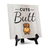 Signs ByLITA Cute Butt, Wood Color, Square Table Sign (5" x 5”)
