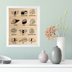 Designs ByLITA Sushi Variety, Framed Print Inspirational Wall Art | Decoration For Sushi Lovers