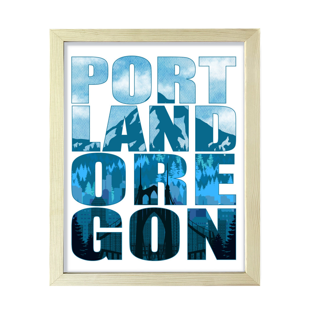 Designs ByLITA Portland, Oregon Inspirational, Wall Print Art | American Cities Stylish Home Decoration (Unframed or Framed)