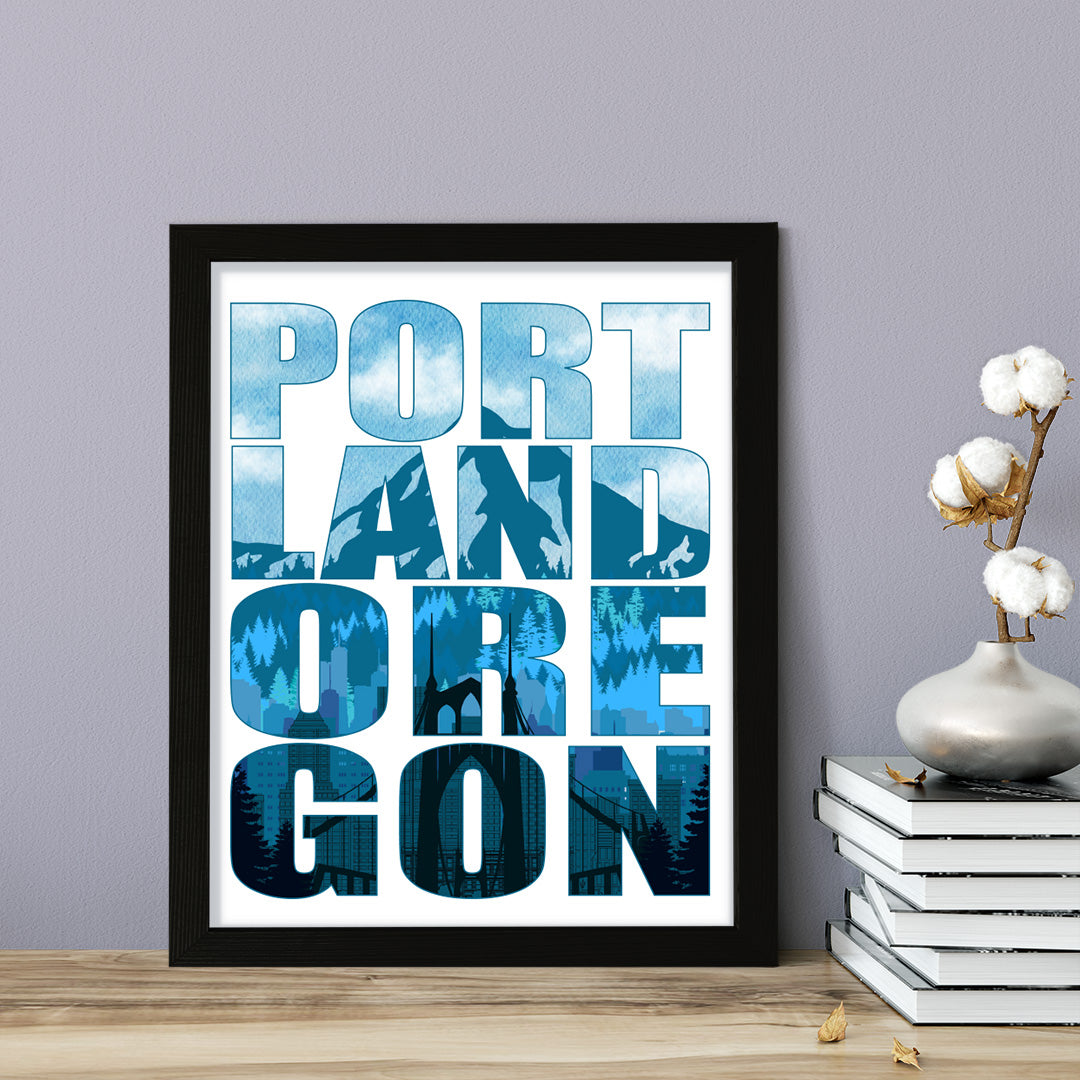 Designs ByLITA Portland, Oregon Inspirational, Wall Print Art | American Cities Stylish Home Decoration (Unframed or Framed)