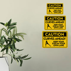 Classic Framed Plus Caution Curves Ahead! Keep Your Eyes In Your Own Lane Door or Wall Sign | Gym Etiquette Signage