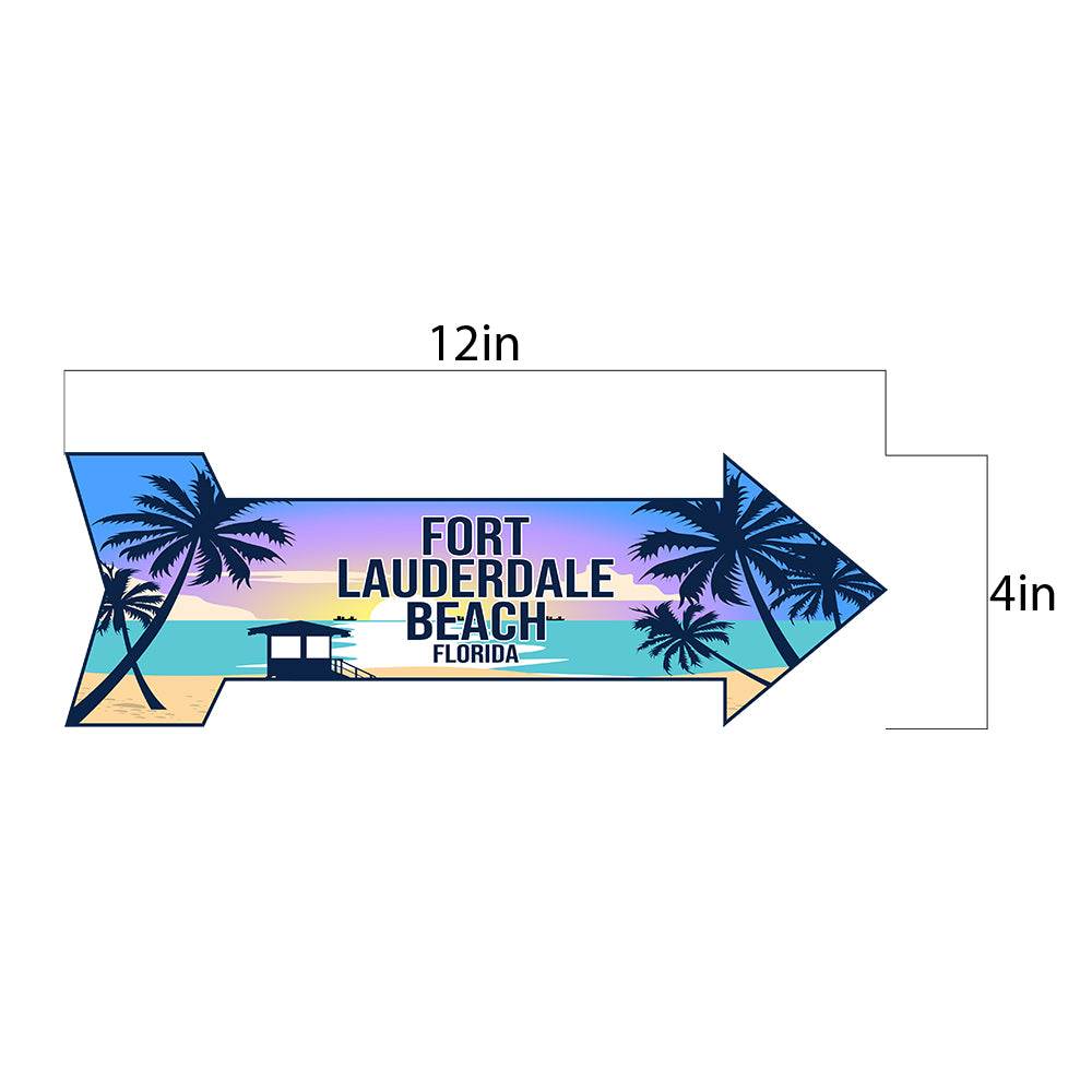 Arrow Shape Plus Fort Lauderdale Beach, Florida 12x4" Wall or Door Sign | Stylish Famous US Beach Souvenirs