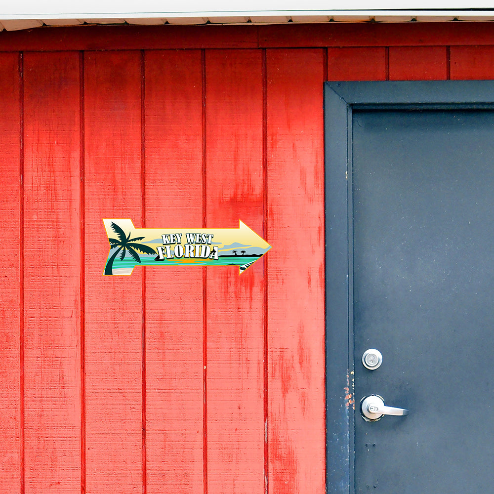 Arrow Shape Plus Key West, Florida 12x4" Wall or Door Sign | Stylish Famous US Beach Souvenirs