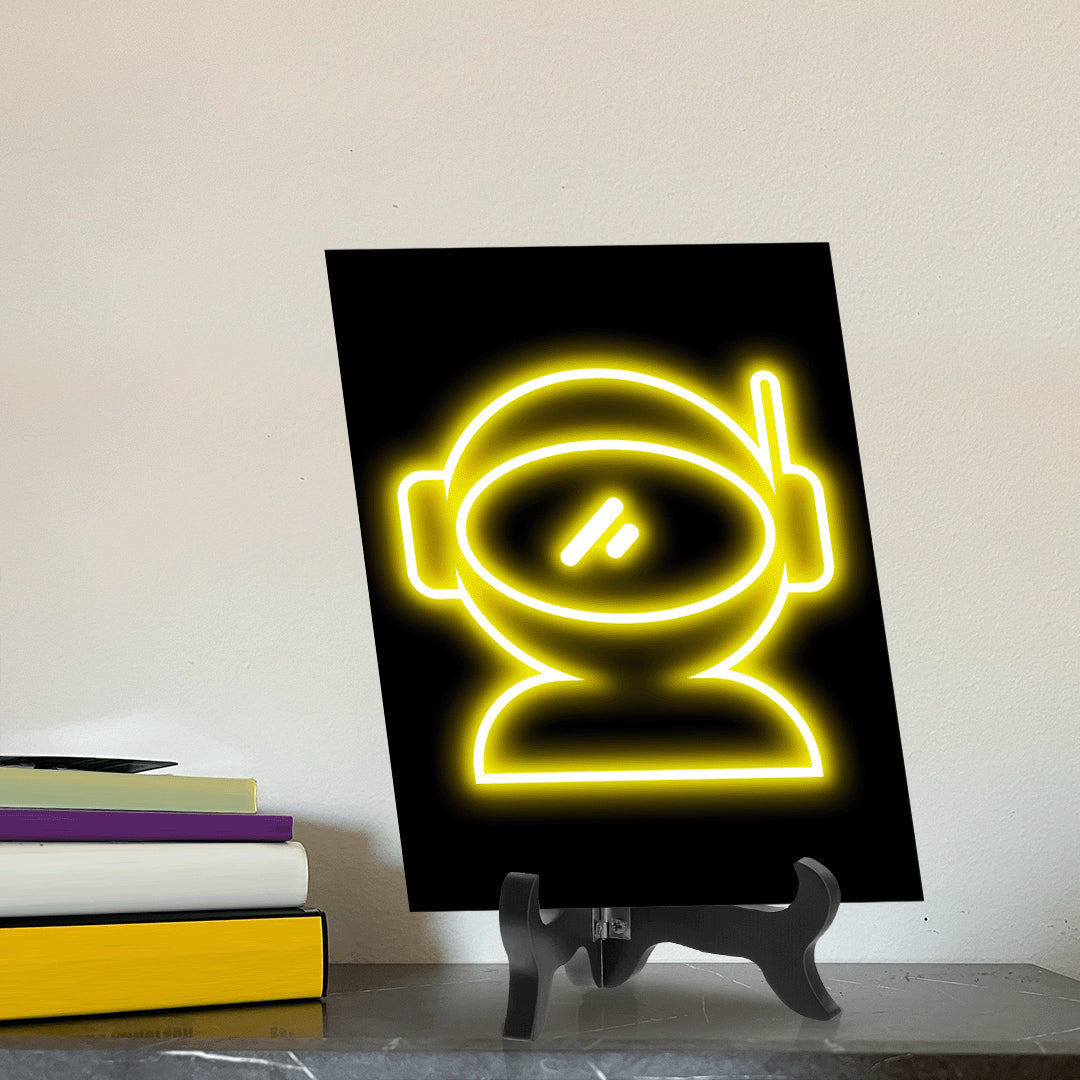 Astronaut Neon Graphic Style Table Sign With Acrylic Easel | Live Streamer Gaming Themed Decoration