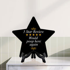 Sign ByLITA 5 Star Review Would Poop Here Again, Wood Color, Star Table Sign (6"x5")