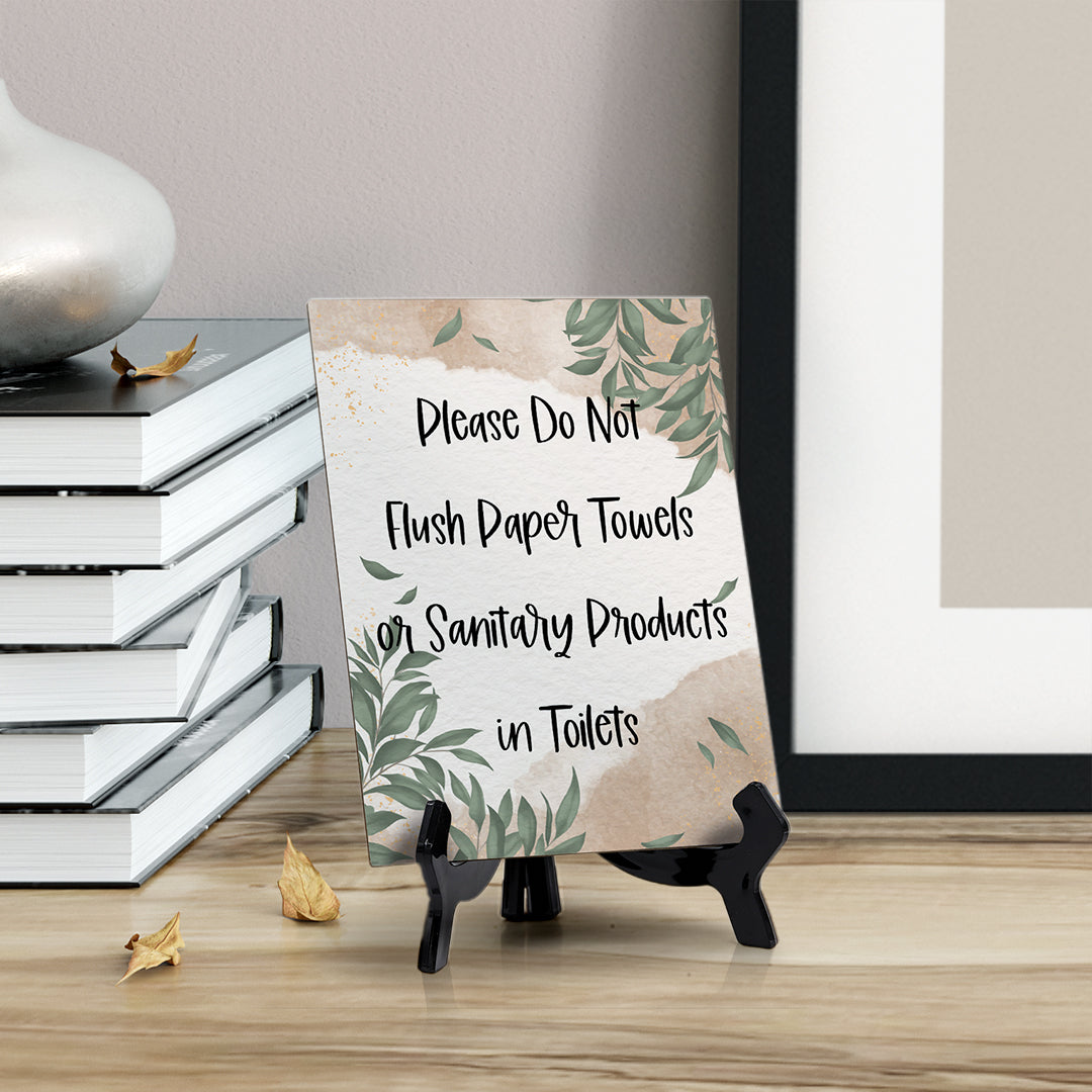 Signs ByLita Please Do Not Flush Sanitary Products Table Sign (6 x 8")