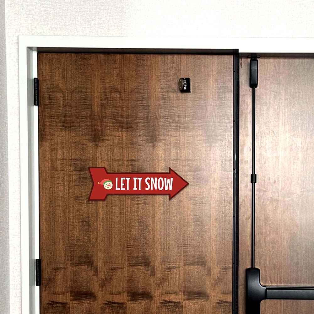 Arrow Shape Plus Let it Snow 12x4" Wall or Door Sign | Christmas Holiday Decoration