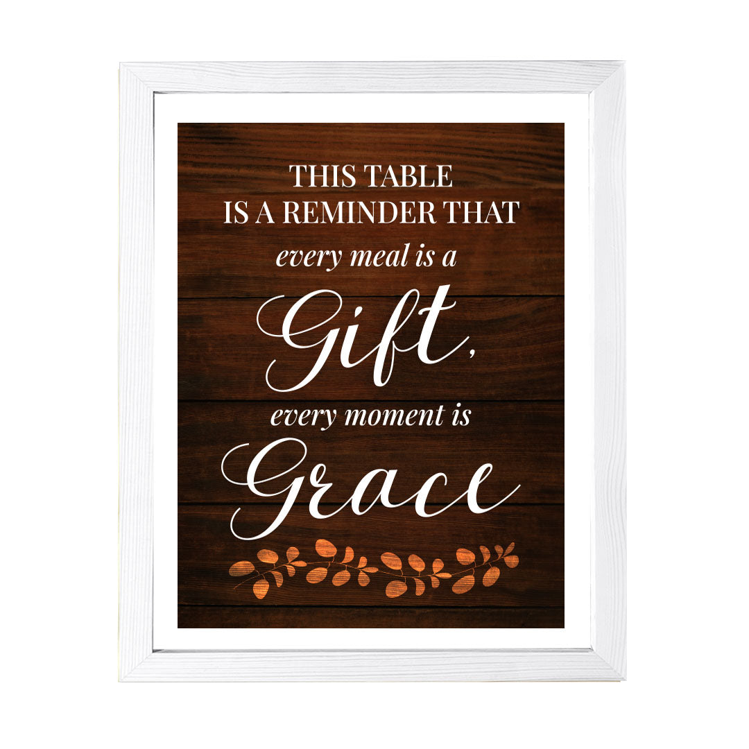 Designs ByLITA This Table Is A Reminder That Every Meal Is A Gift, Every Moment Is Grace, Framed Wall Art Print | Religious Church & Home Decor