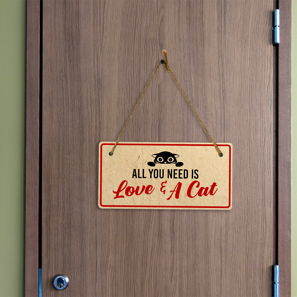 Cat Lovers Home Decor 5x10 Hanging Plus Wall or Door Sign