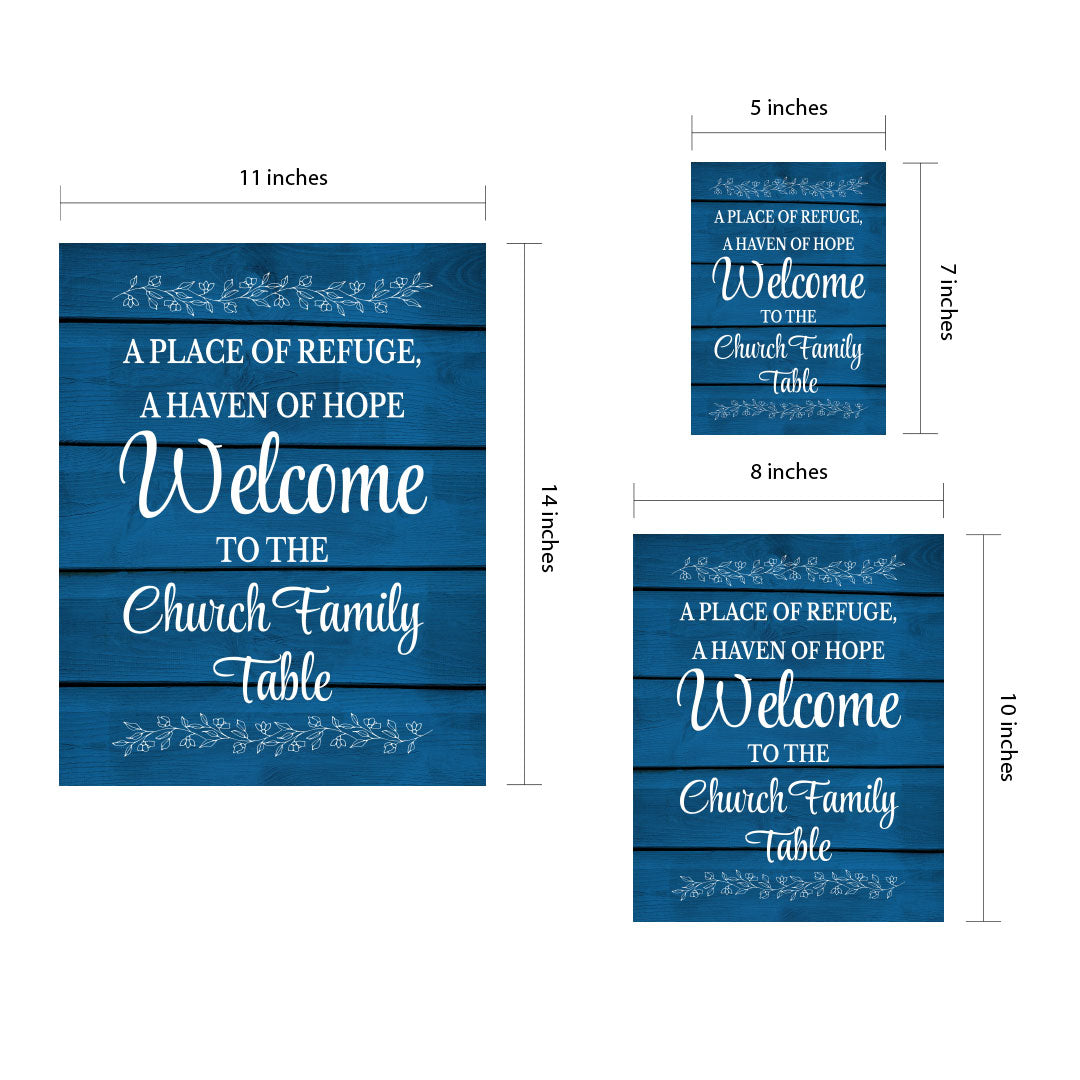 Designs ByLITA A Place Of Refuge, A Haven Of Hope Welcome To The Church Family Table, Framed Wall Art Print | Religious Church & Home Decor