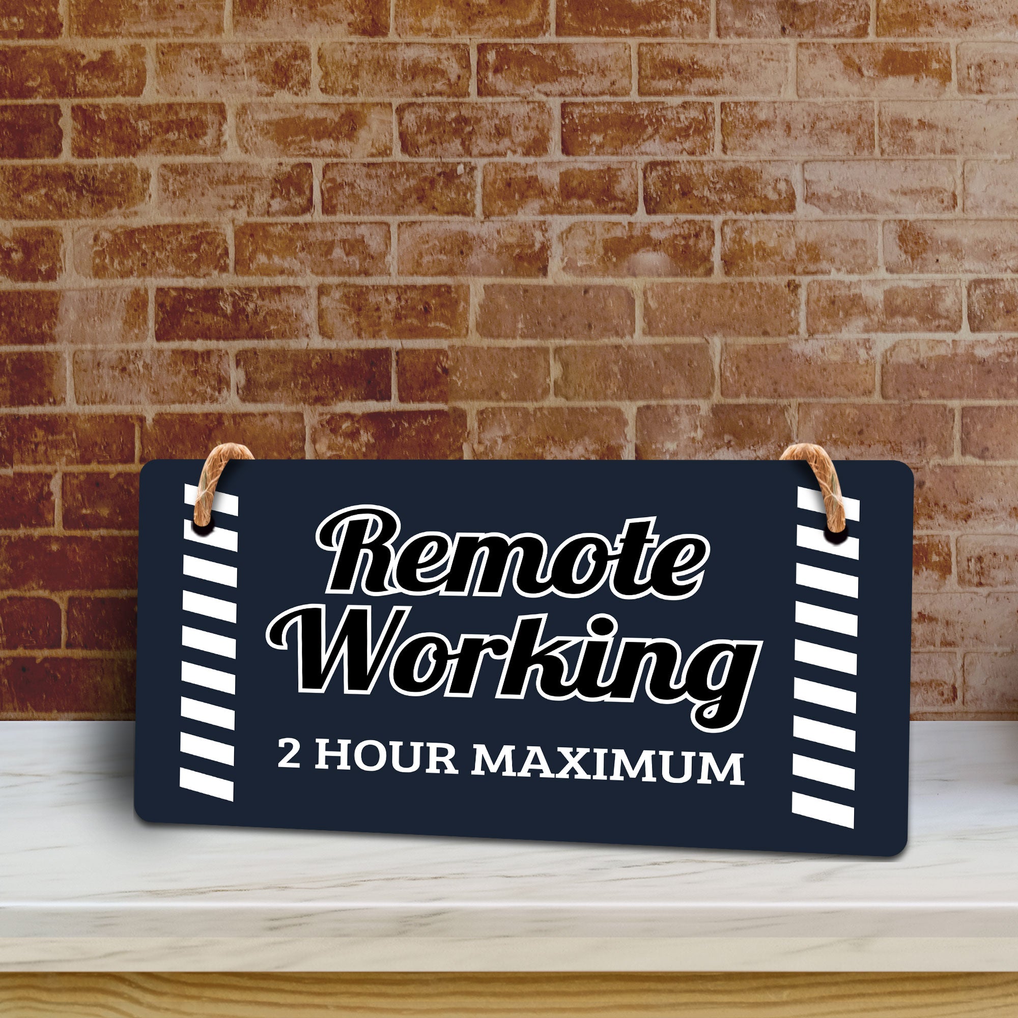 Remote Working 2 Hour Maximum 5x10 Hanging Plus Wall or Door Sign | Cafe Etiquette Signage