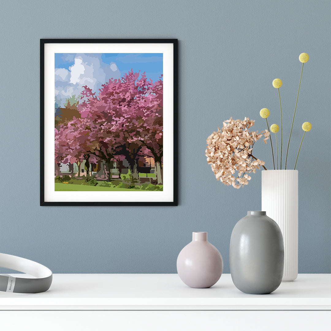 Designs ByLITA Blooming Cheery Blossom, Wall Print Art | Beautiful Flowers | Stylish Modern Decoration For The Home and Office